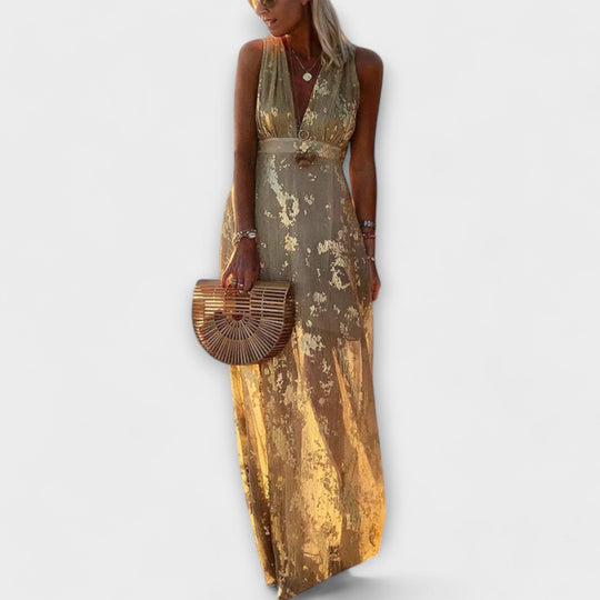 Almera – Lightweight Maxi Dress with Golden Reflections