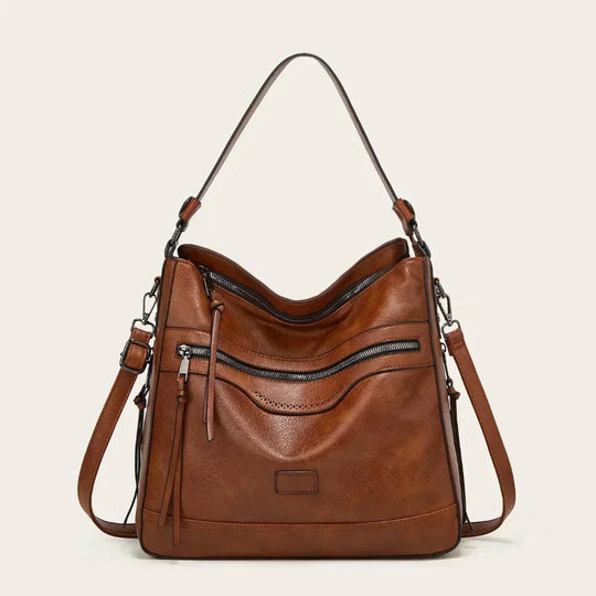 Constance – Classic Multi-Pocket Leather Shoulder Bag