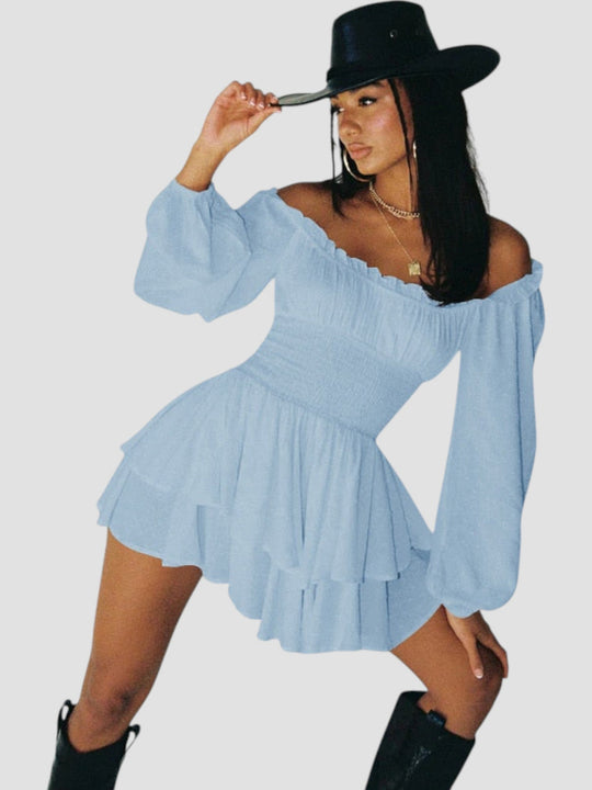 Whoopi – Off-Shoulder Tiered Mini Dress for Women