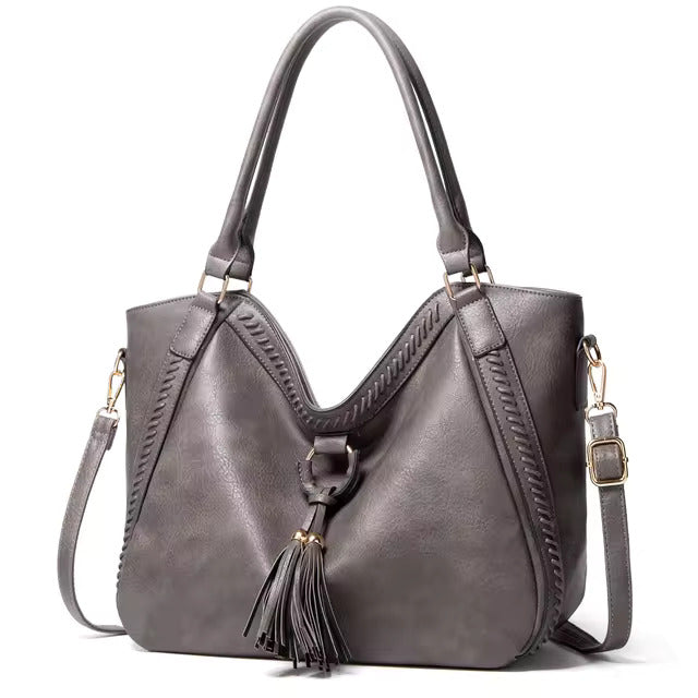 Majel – Women’s Tassel Accent Leather Tote