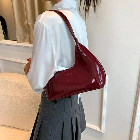 Arkina – Glossy Wine Red Shoulder Bag