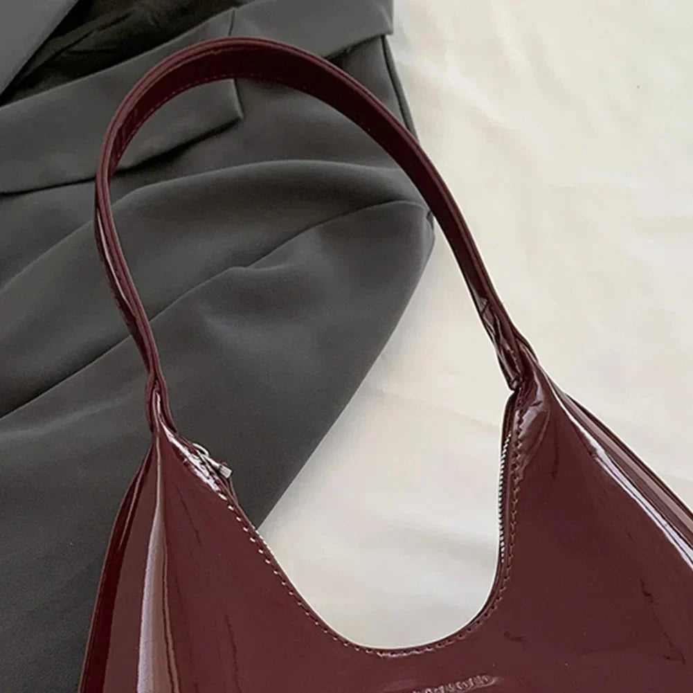 Arkina – Glossy Wine Red Shoulder Bag