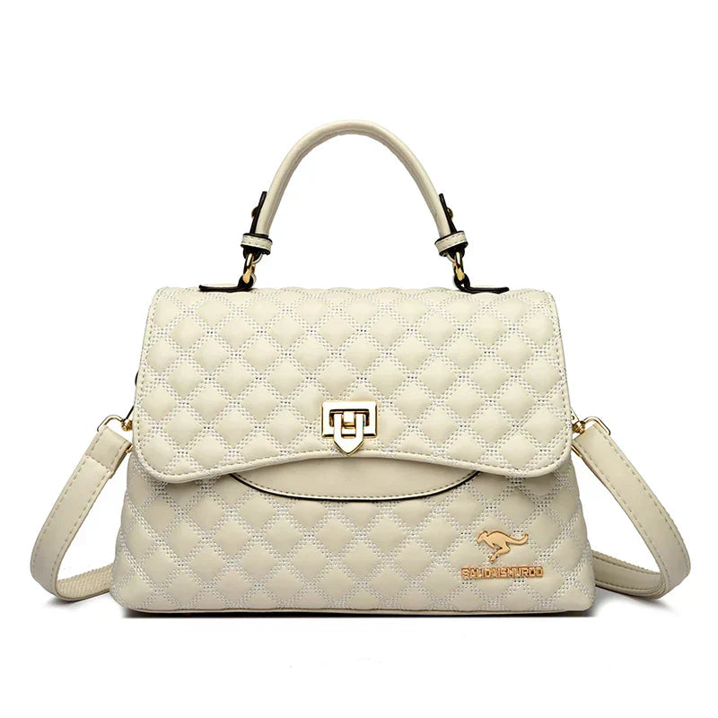 Cherry – Quilted Leather Top-Handle Bag for Women