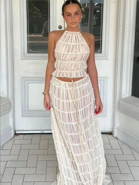 Dominica – Two-Piece Crochet Maxi Dress for Women