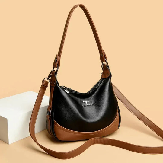 Laurel – Two-Tone Leather Shoulder Hobo Bag for Women