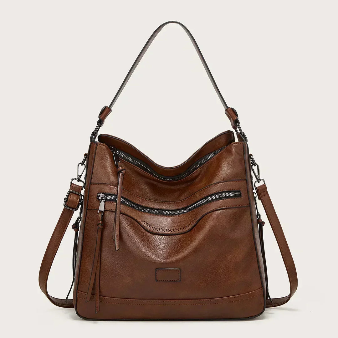 Constance – Classic Multi-Pocket Leather Shoulder Bag