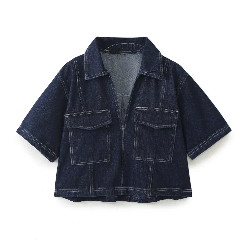 Renvara – Two-Piece Denim Skirt and Shirt Set for Women