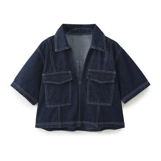 Renvara – Two-Piece Denim Skirt and Shirt Set for Women