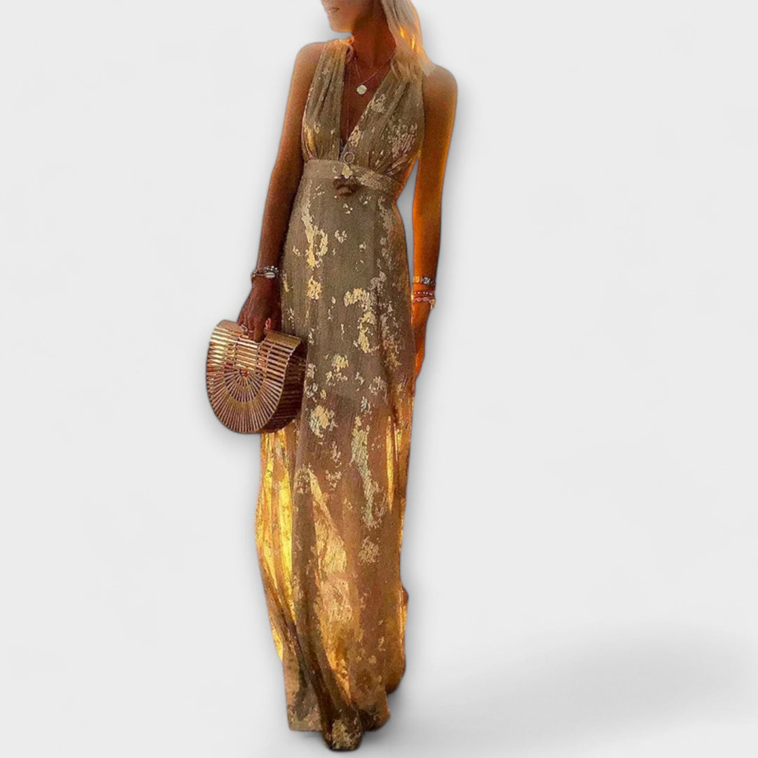 Almera – Lightweight Maxi Dress with Golden Reflections