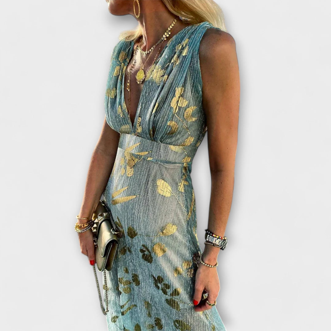 Almera – Lightweight Maxi Dress with Golden Reflections