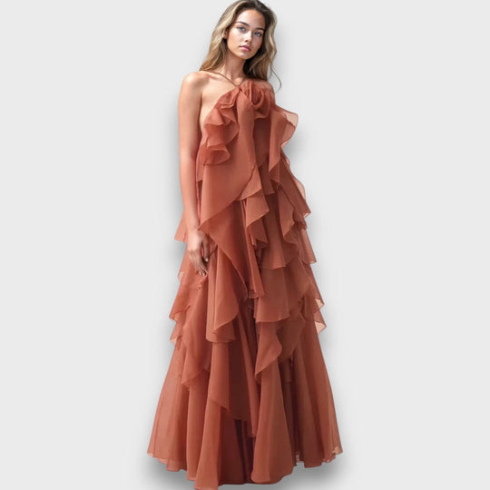 Arvella – Ruffled Dress with Halterneck