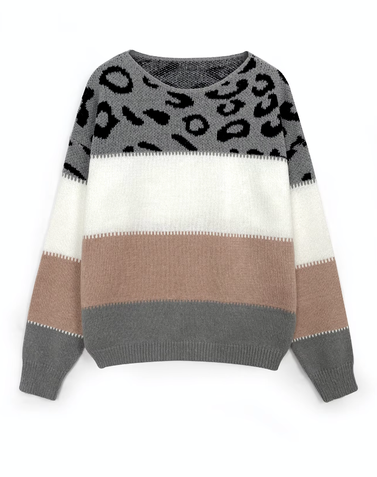 Claudette – Leopard Pattern Knit Sweater for Women