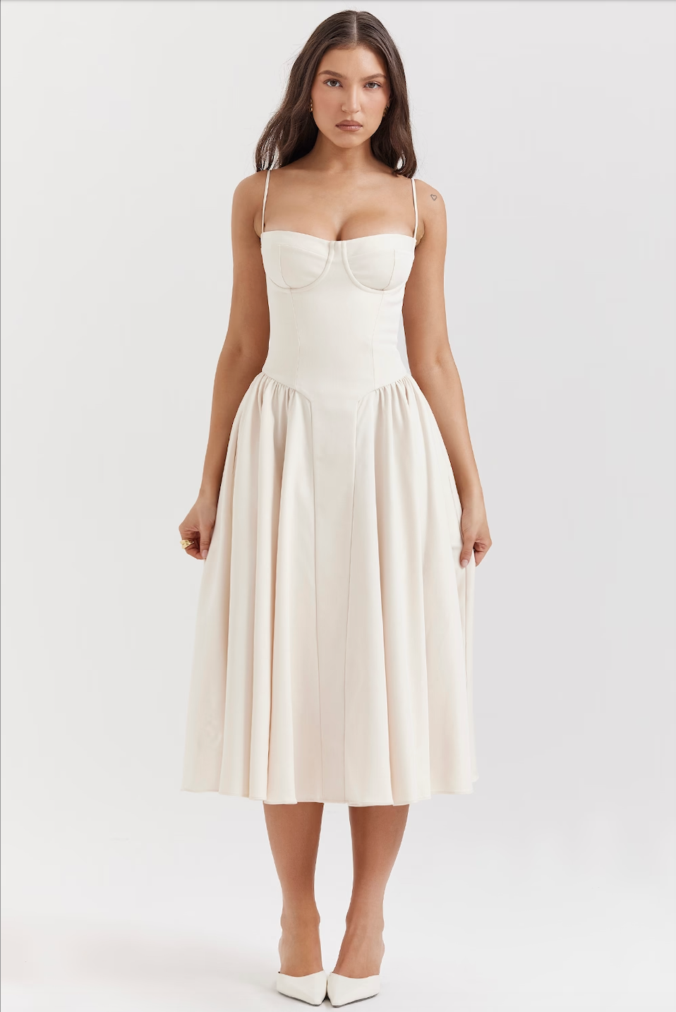 Serenah – Strapless Midi Dress with Sweetheart Bodice