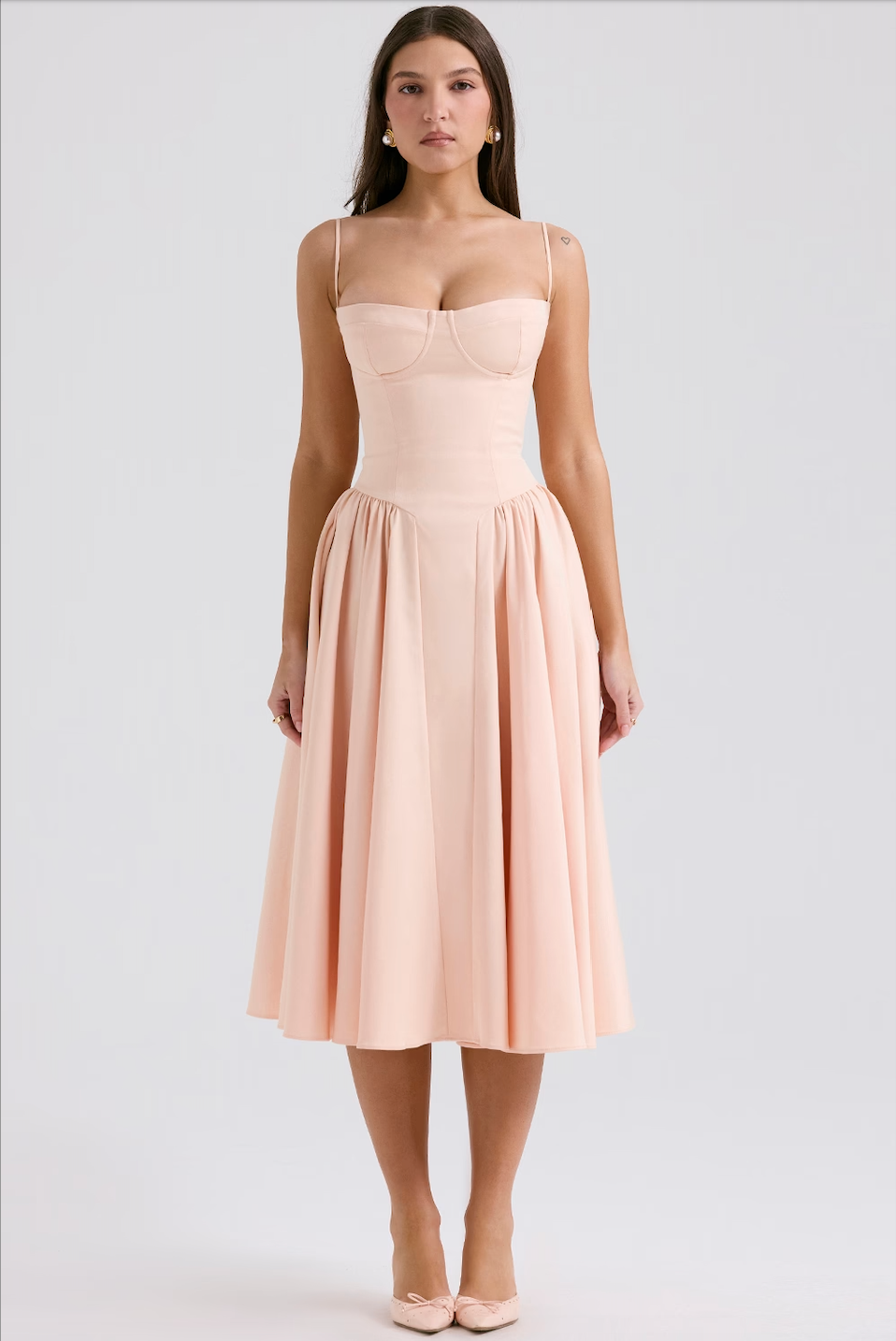 Serenah – Strapless Midi Dress with Sweetheart Bodice