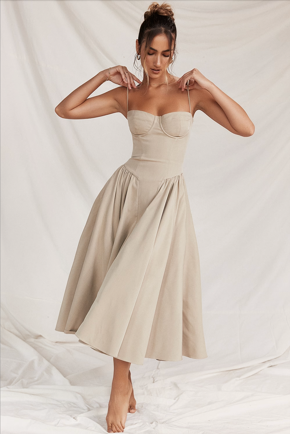 Serenah – Strapless Midi Dress with Sweetheart Bodice