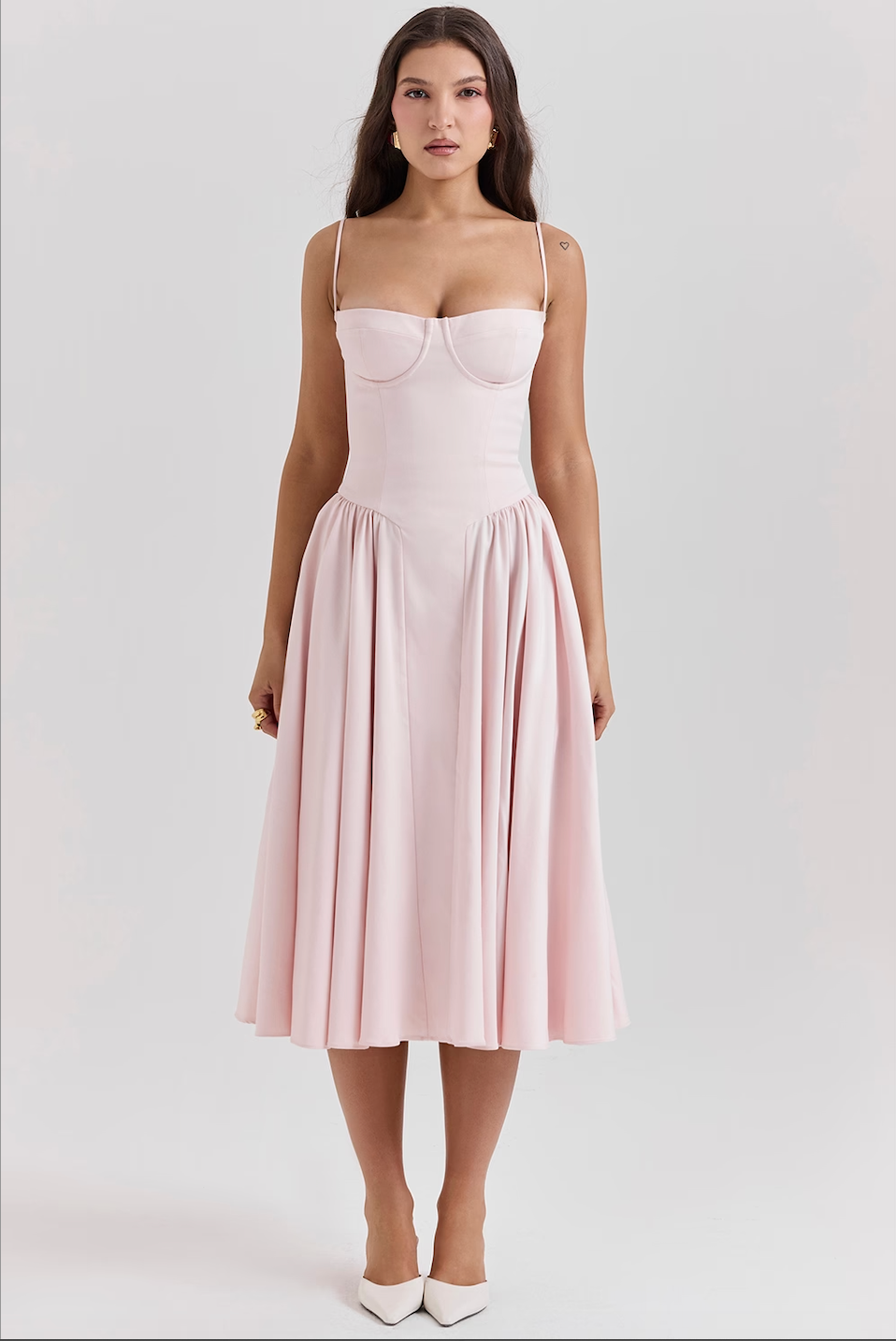 Serenah – Strapless Midi Dress with Sweetheart Bodice