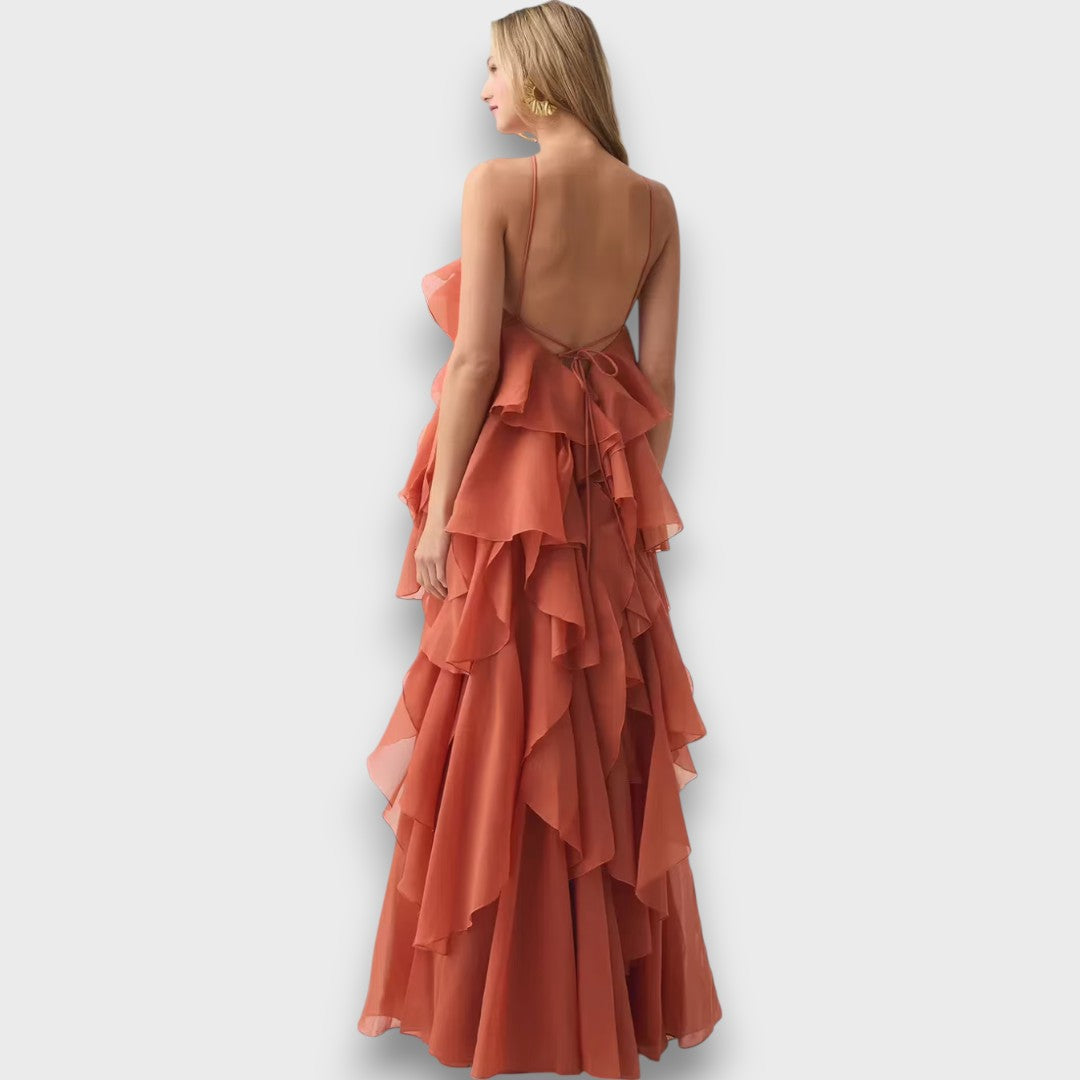 Arvella – Ruffled Dress with Halterneck
