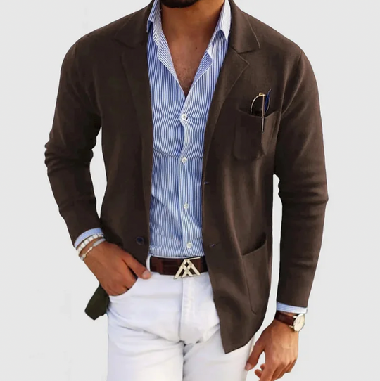 Brayden – Men’s Modern Knit Blazer Brown