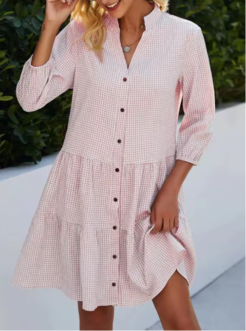 Elizabeth – Button-Down Tiered Shirt Dress