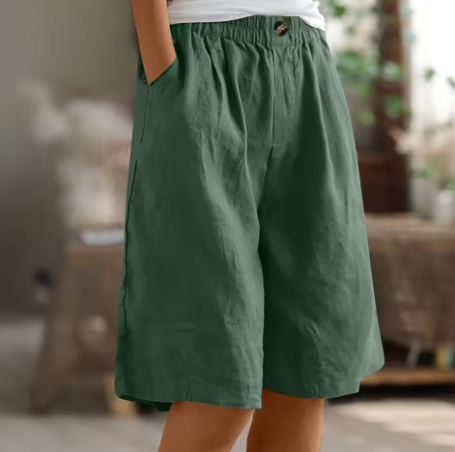 Gelsomina – Relaxed Linen-Blend Bermuda Shorts for Women