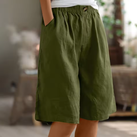 Gelsomina – Relaxed Linen-Blend Bermuda Shorts for Women