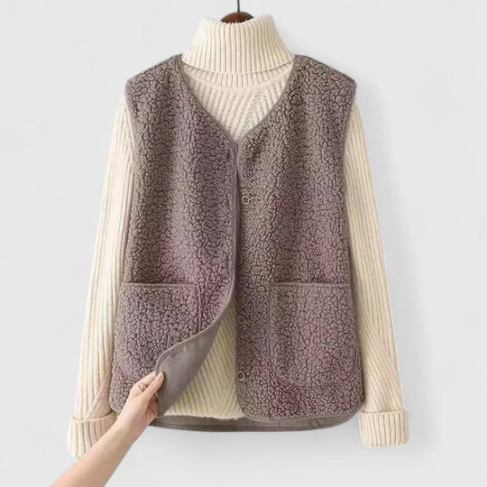 Noralie – Cozy Button-Up Fleece Vest for Women