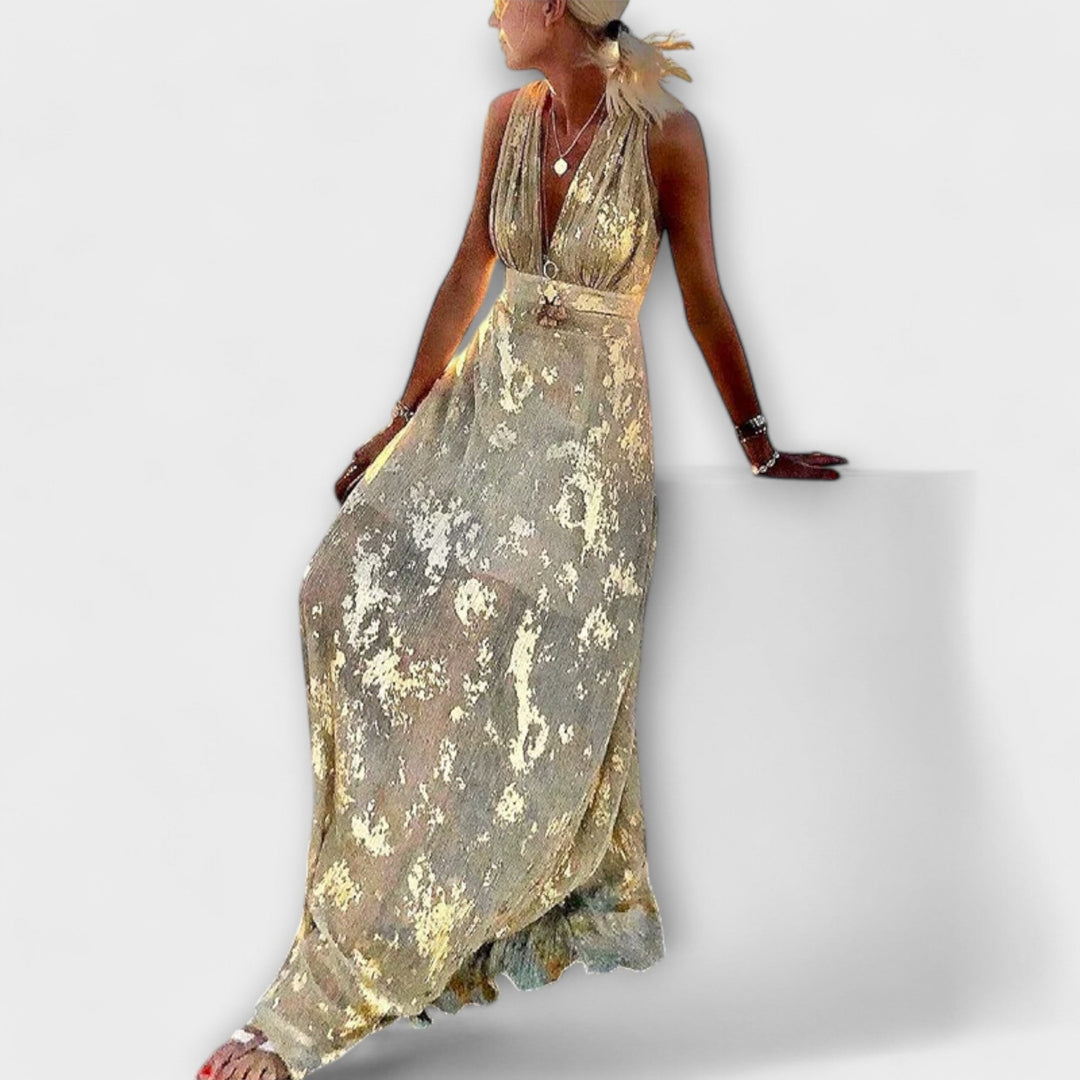 Almera – Lightweight Maxi Dress with Golden Reflections