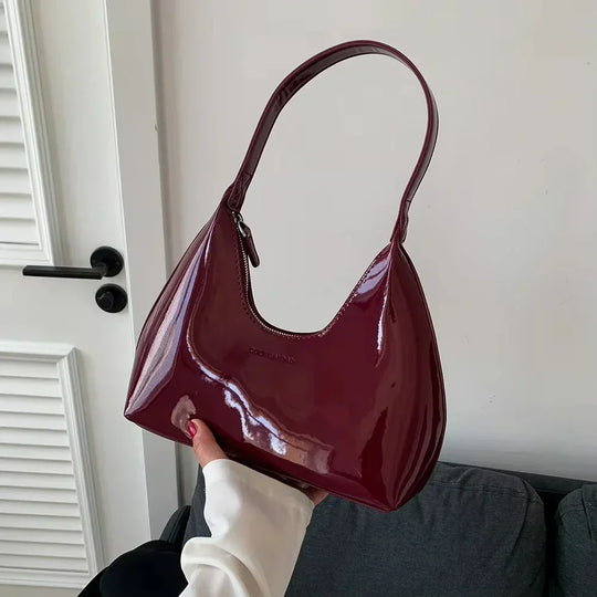 Arkina – Glossy Wine Red Shoulder Bag