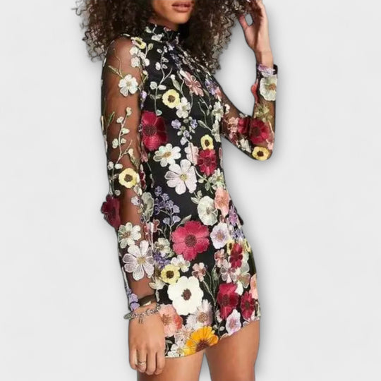 Marbela – Sleeveless Dress with Floral Relief