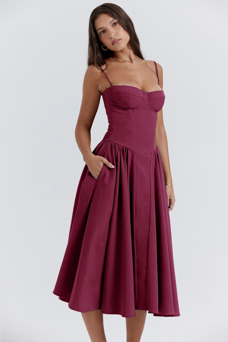 Serenah – Strapless Midi Dress with Sweetheart Bodice