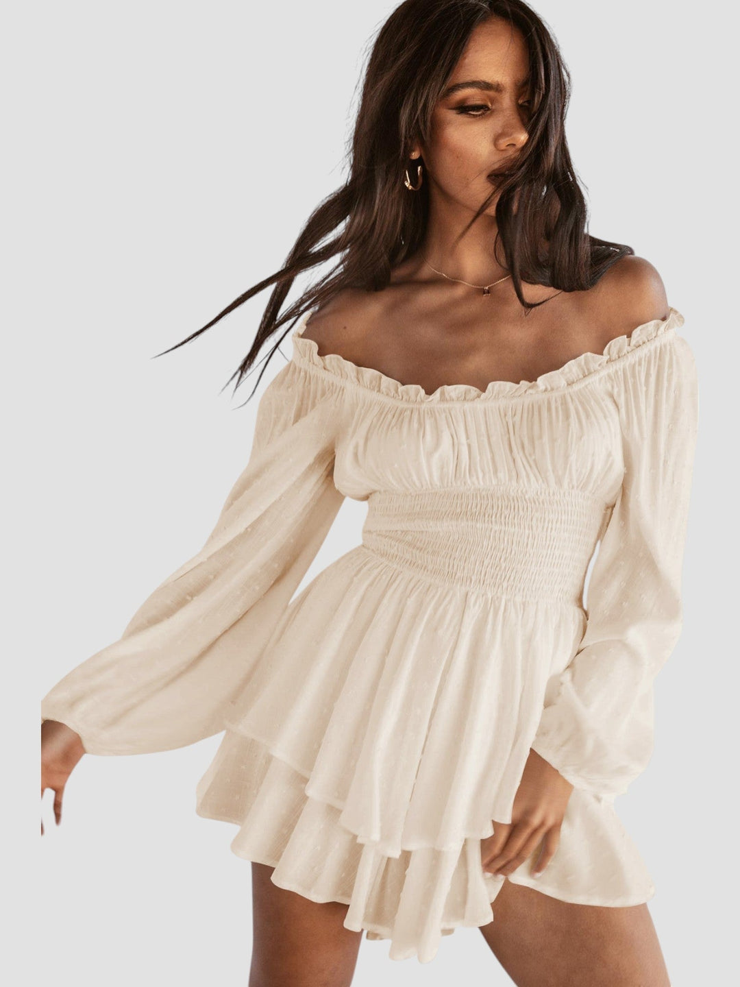 Whoopi – Off-Shoulder Tiered Mini Dress for Women