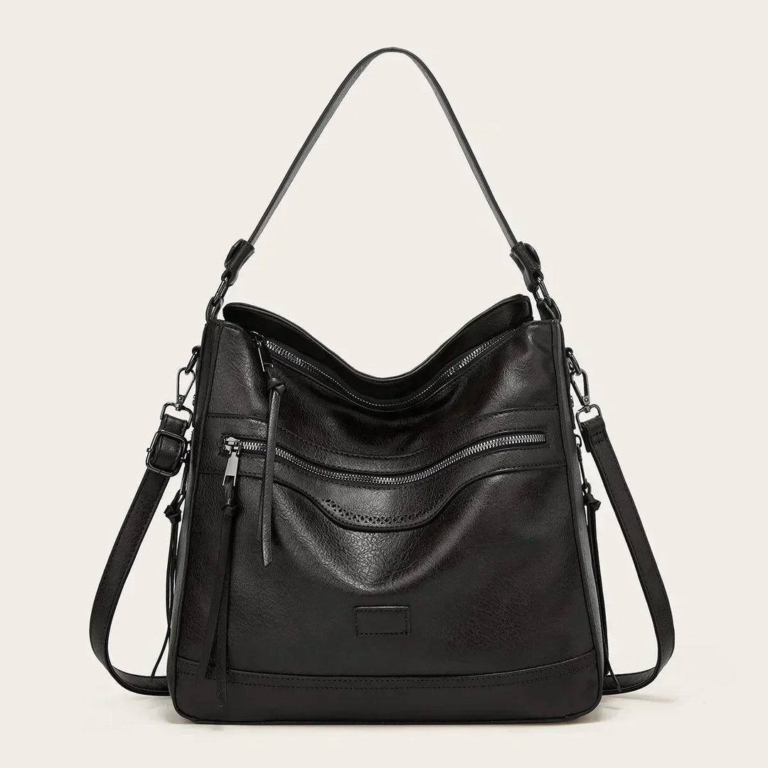 Constance – Classic Multi-Pocket Leather Shoulder Bag