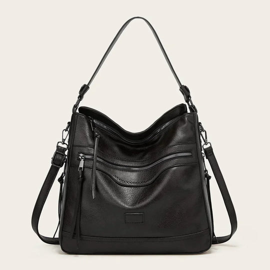 Constance – Classic Multi-Pocket Leather Shoulder Bag