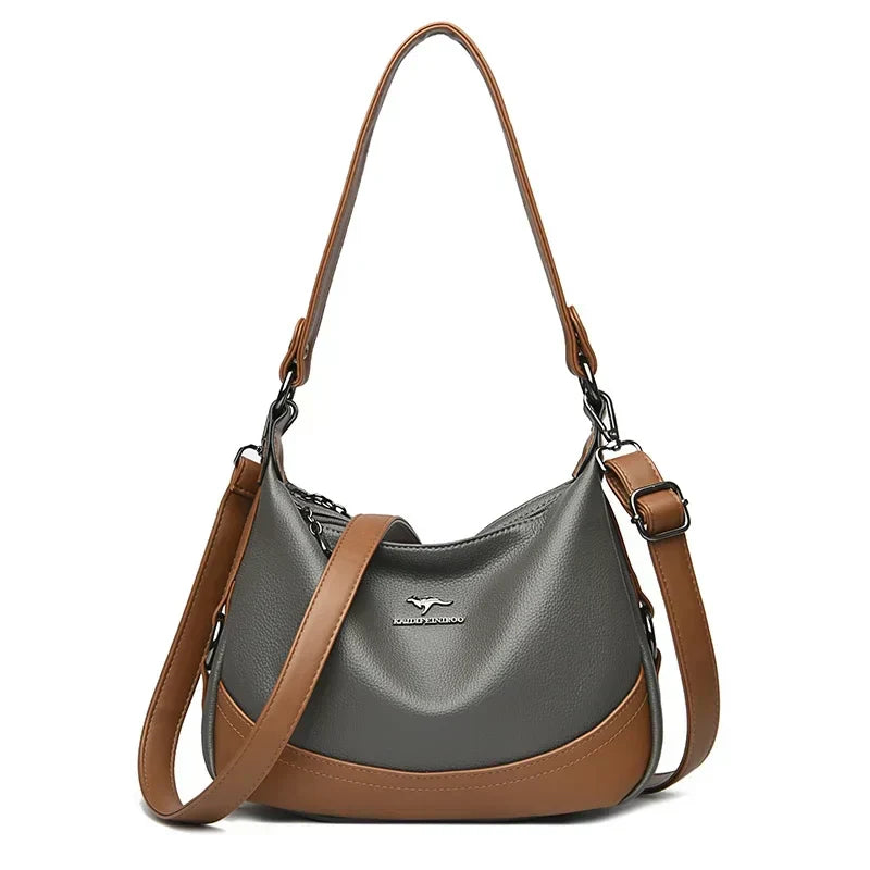 Laurel – Two-Tone Leather Shoulder Hobo Bag for Women