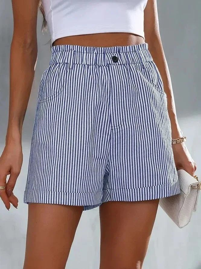 Cadence – Striped High-Waisted Casual Shorts for Women