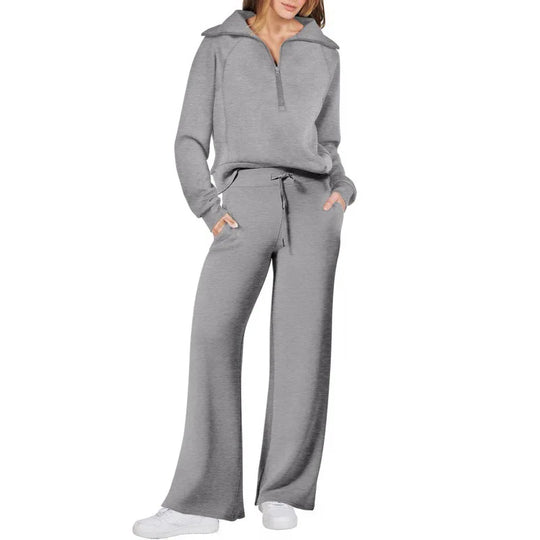 Mazie – Zip-Up Wide-Leg Lounge Set for Women