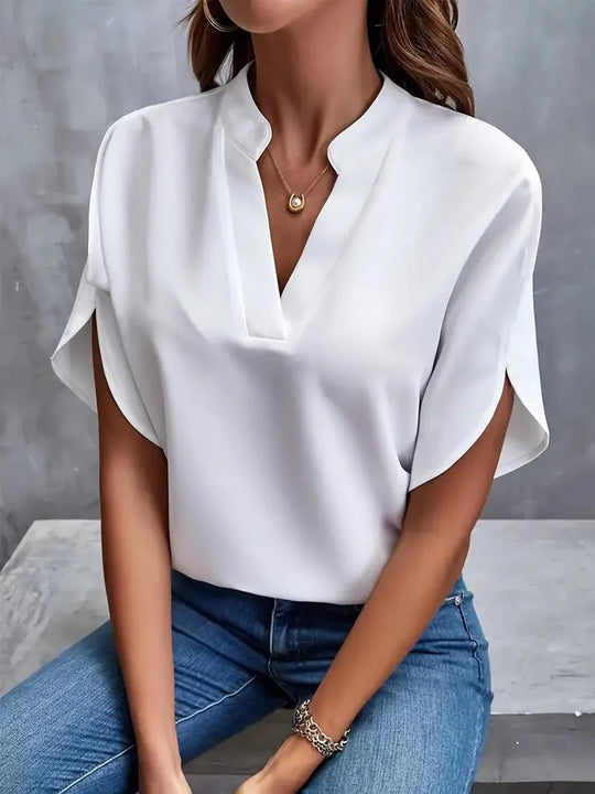 Avirelle – Split Neck Cap Sleeve Blouse