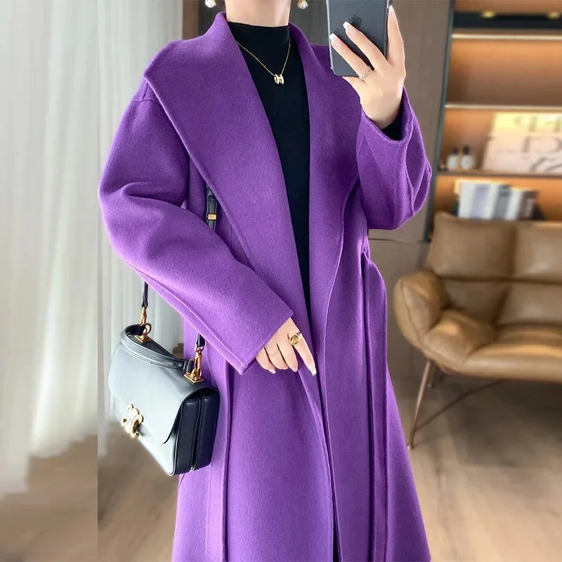 Lettie – Elegant Longline Wool-Blend Coat for Women