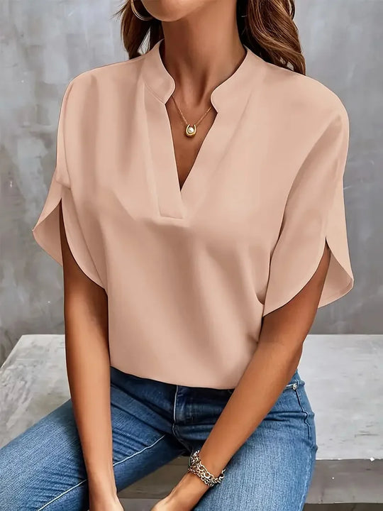 Avirelle – Split Neck Cap Sleeve Blouse