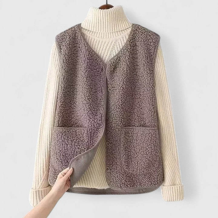 Noralie – Cozy Button-Up Fleece Vest for Women