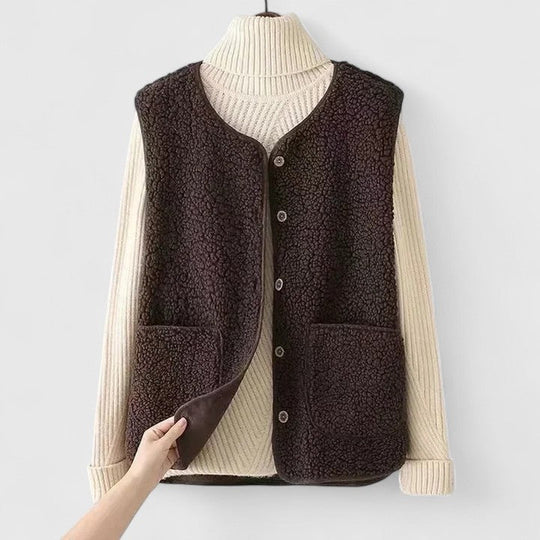 Noralie – Cozy Button-Up Fleece Vest for Women