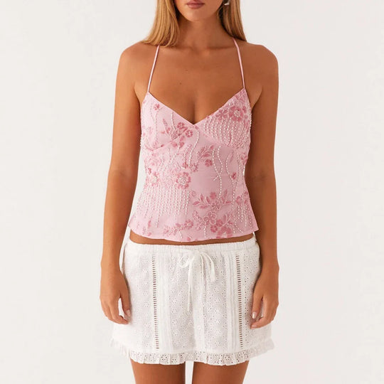 Tina – Floral Lace Spaghetti Strap Cami for Women
