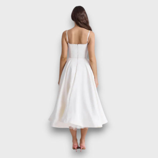 Viviana – Strap Dress with Flowing Satin Style Skirt