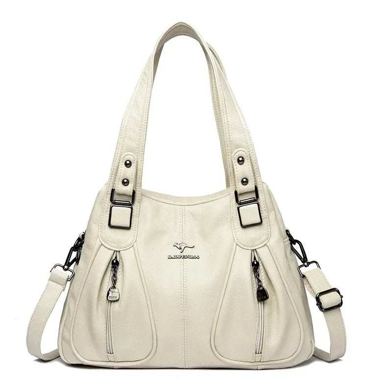 Goldie – Elegant Multi-Pocket Leather Shoulder Bag for Women