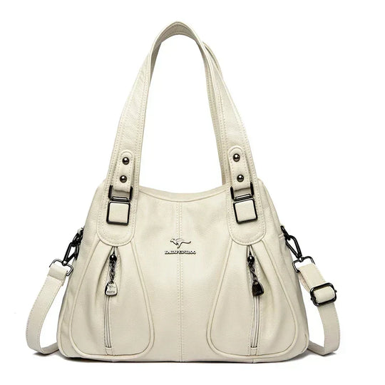 Goldie – Elegant Multi-Pocket Leather Shoulder Bag for Women