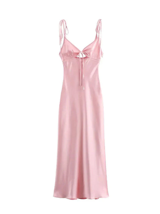 Nela – Satin Bow-Detail Slip Dress for Women