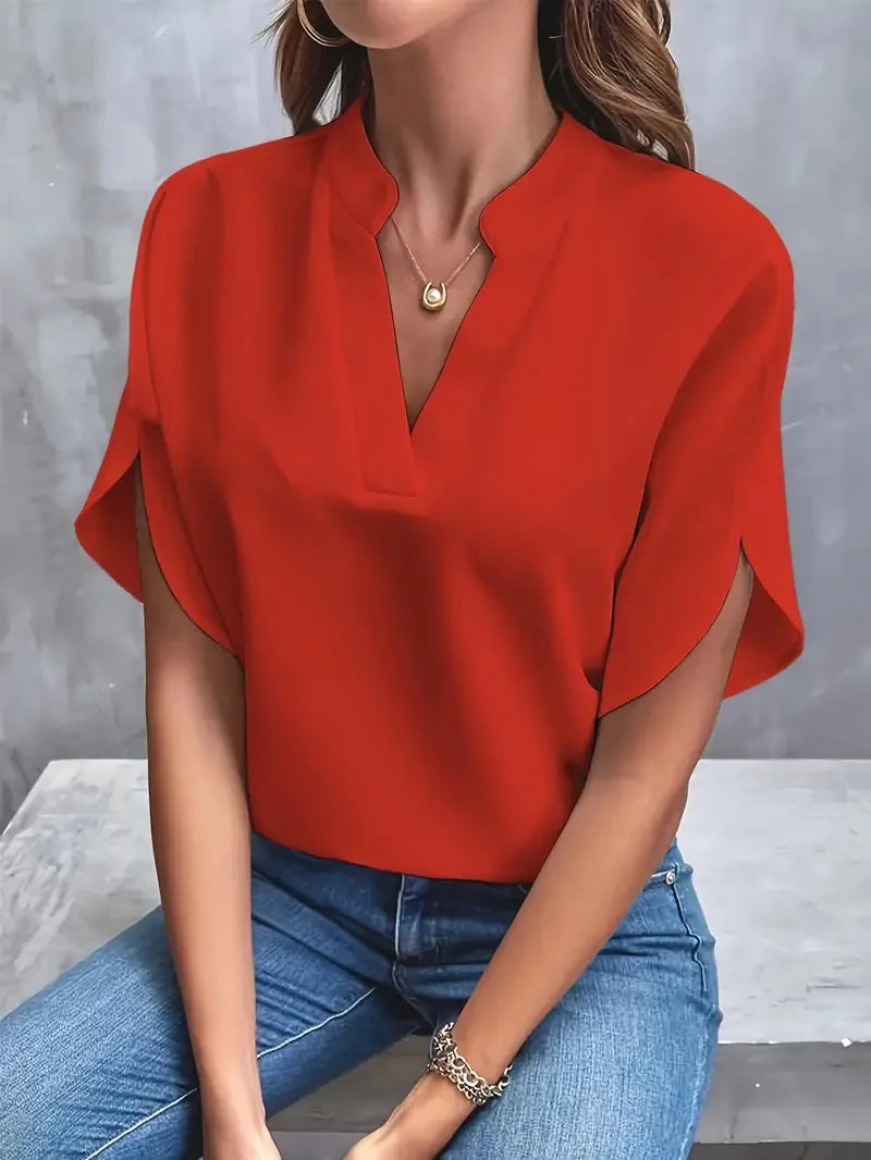 Avirelle – Split Neck Cap Sleeve Blouse