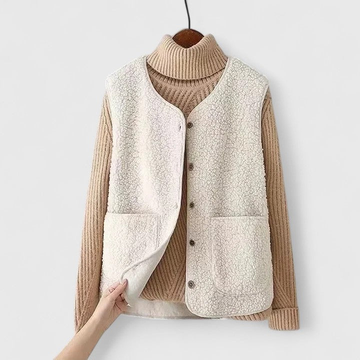 Noralie – Cozy Button-Up Fleece Vest for Women
