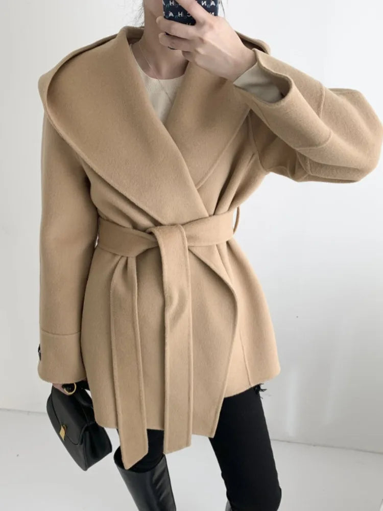 Atasha – Belted Wool Blend Wrap Coat for Women