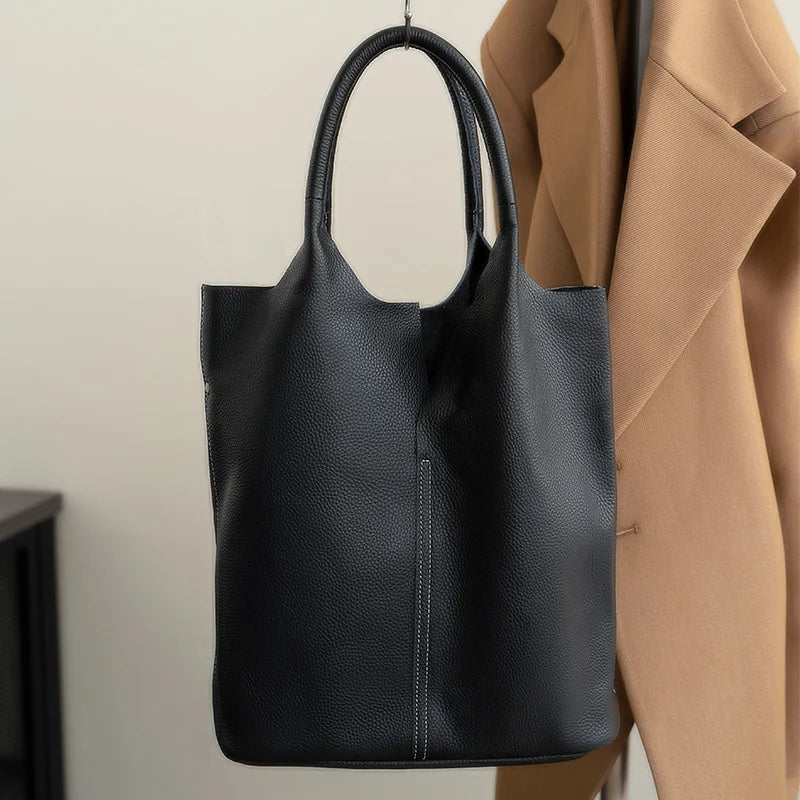Arnika – Elegant Light Blue Bucket Bag with a Premium Leather Finish